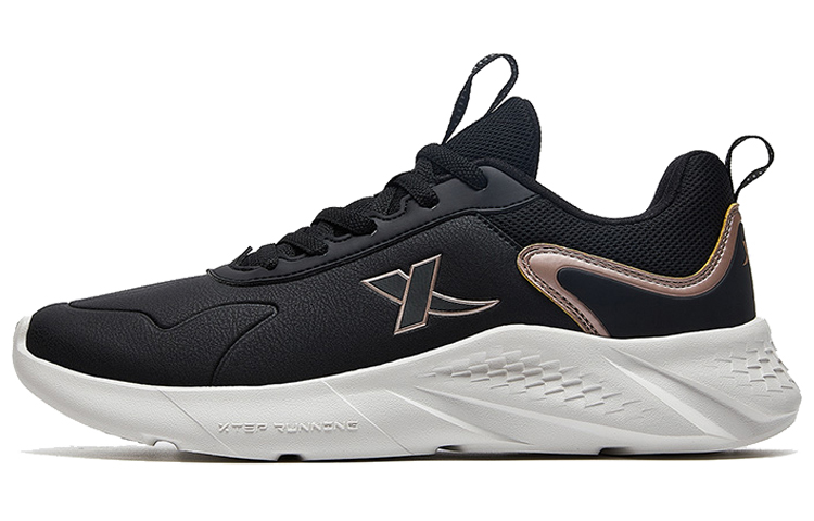 XTEP Shock Absorbers Slip Resistant Abrasion Resistant Lightweight Low top Running Shoes Women’s Black Gold