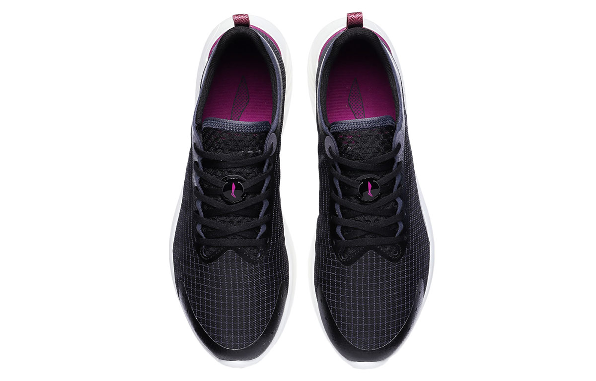 Li Ning PU, Textile Cushioning Slip Resistant Abrasion Resistant Low top Running Shoes Women’s Black White