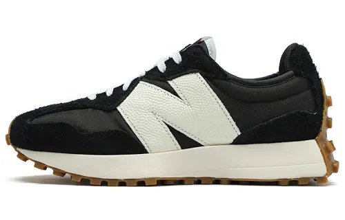 New Balance NB 327 retro sports fabric leather low-top casual running shoes women's black and white