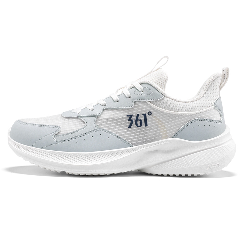 361° Slip Resistant, Abrasion Resistant, Breathable Low top Casual Running Shoes Men’s White Gray