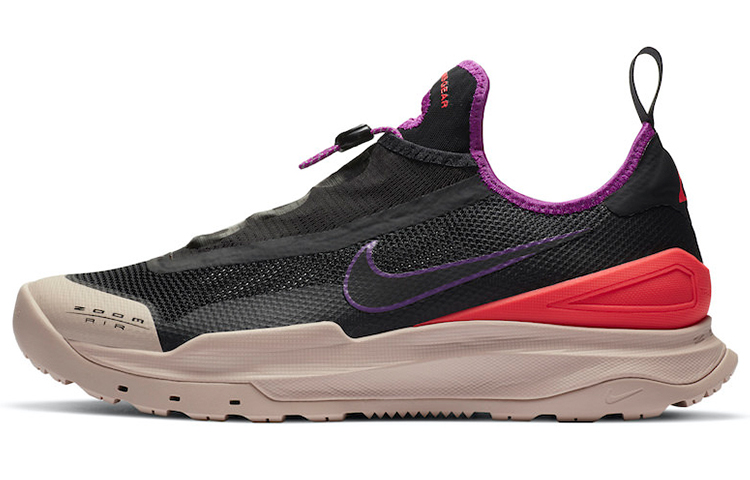 Nike ACG Air Zoom AO functional and comfortable fabric shock-absorbing and non-slip low-top casual running shoes men's black red purple