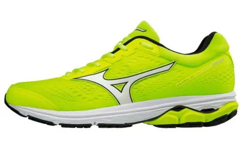 Mizuno Wave Rider 22 Leather Slip Resistant Abrasion Resistant Low top Running Shoes Men's Neon Yellow White