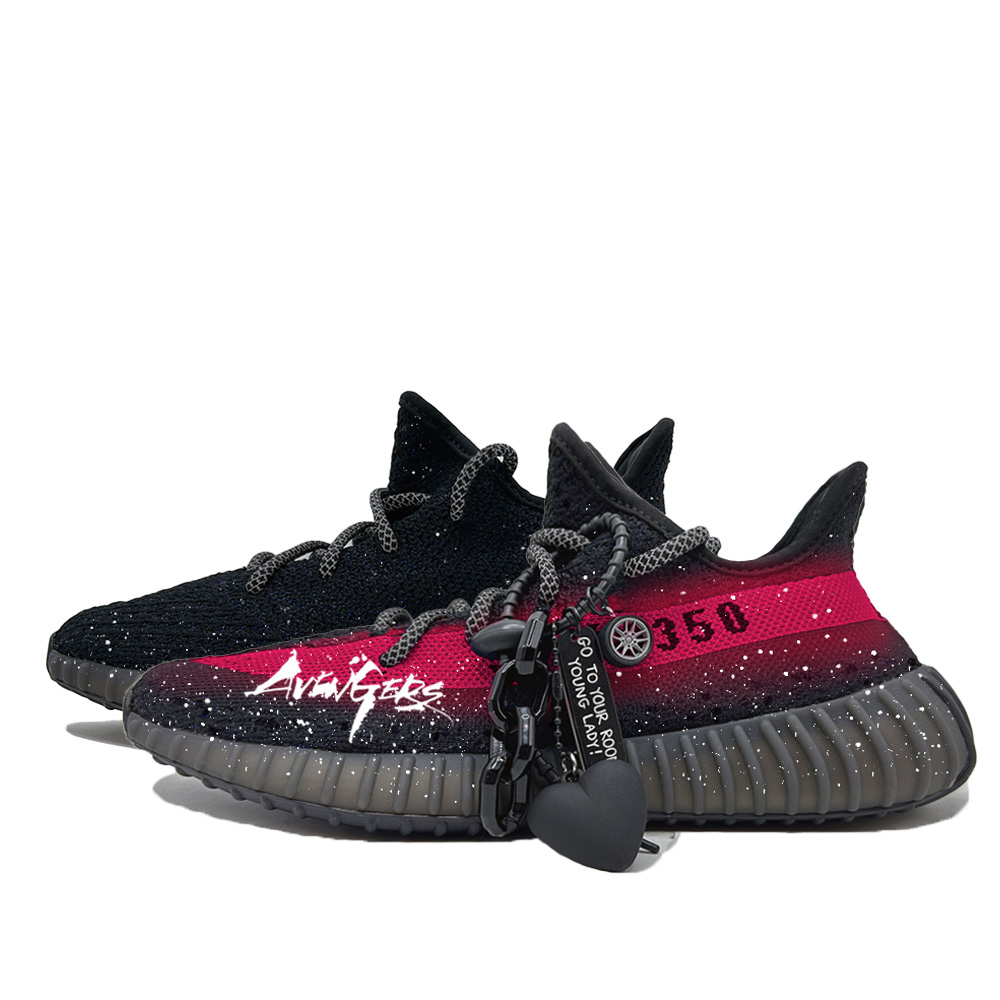 Adidas Originals Yeezy Boost 350 V2 Abrasion Resistant Low top Running Shoes Unisex Black Red
