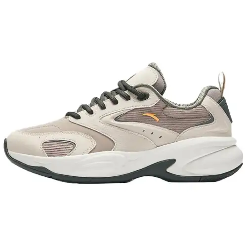 Anta ACE Synthetic Leather Slip Resistant Abrasion Resistant Low top Running Shoes Men's Brown Gray