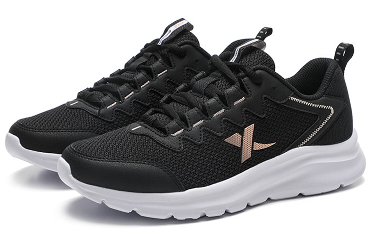 XTEP Mesh Textile, Synthetic Leather Slip Resistant, Breathable, Lightweight Low top Casual Running Shoes Women’s Black