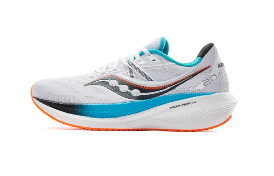 Saucony Triumph 20 Cushioning Slip Resistant Lightweight Low top Training Running Shoes Unisex White Blue Orange