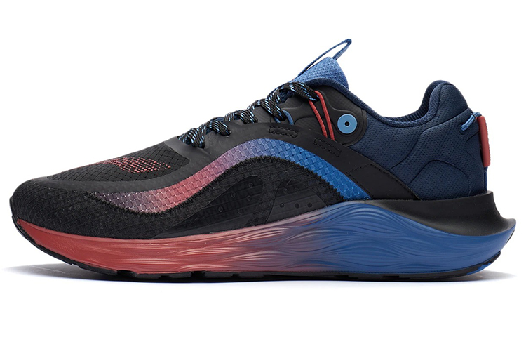 Li Ning Yufeng Cushioning Rebound Low top Running Shoes Men's Black Blue Reflective Casual