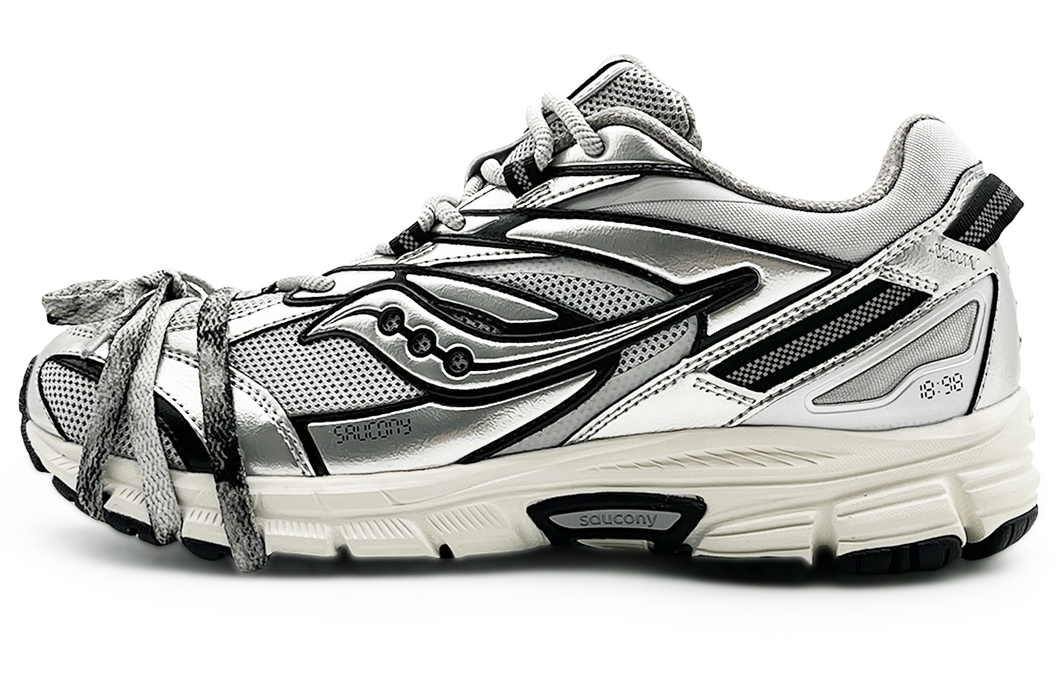 Saucony Slip Resistant Abrasion Resistant Support Low top Running Shoes Unisex Black Gray