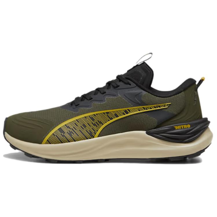 PUMA Electrify Nitro Slip Resistant Abrasion Resistant Low top Trail Running Shoes Men's Brown Green