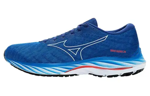 Mizuno Wave Rider 26 Cushioning, Wear Resistant Low top Running Shoes Men's White Blue
