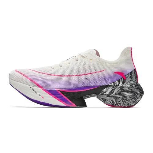 Anta C10 Pro Slip Resistant And Breathable Low top Marathon Running Shoes Women's White Purple Pink