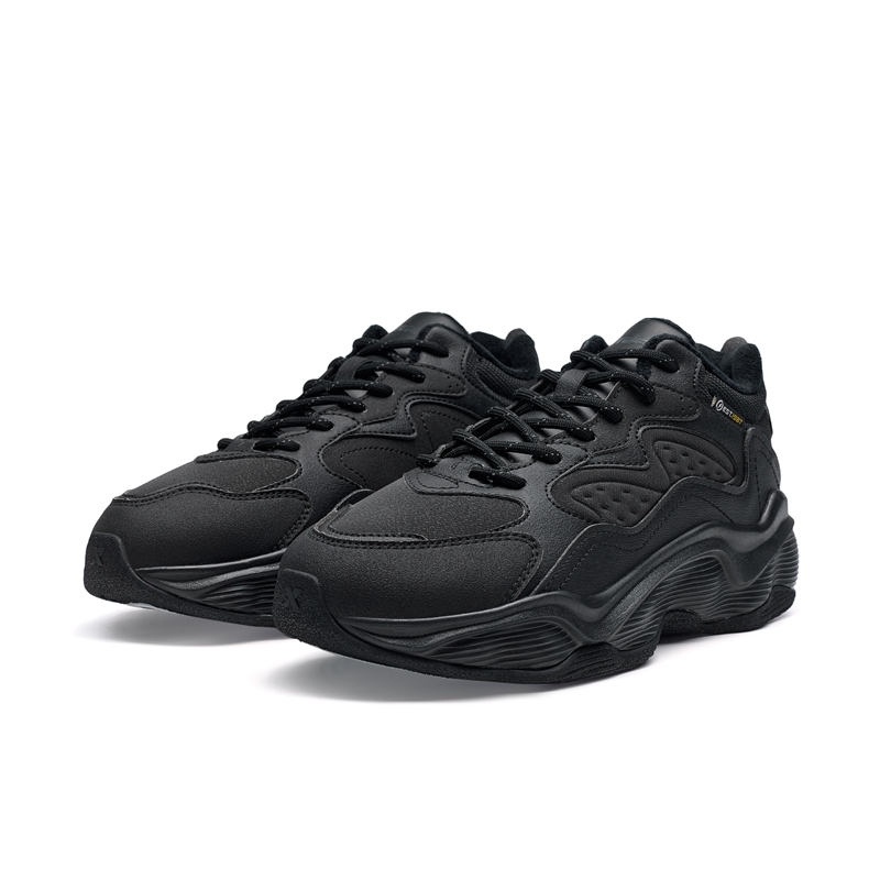 XTEP Fleece Lined Comfortable Minimalist Style, Insulated Shoes Slip Resistant Abrasion Resistant Mid top Running Shoes