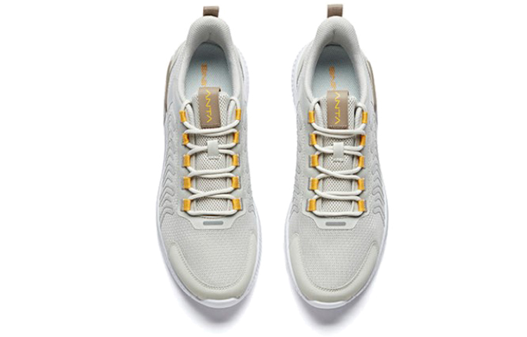 Anta Comfortable Cushioning Slip Resistant Breathable Lightweight Low top Running Shoes Men’s Gray Yellow White
