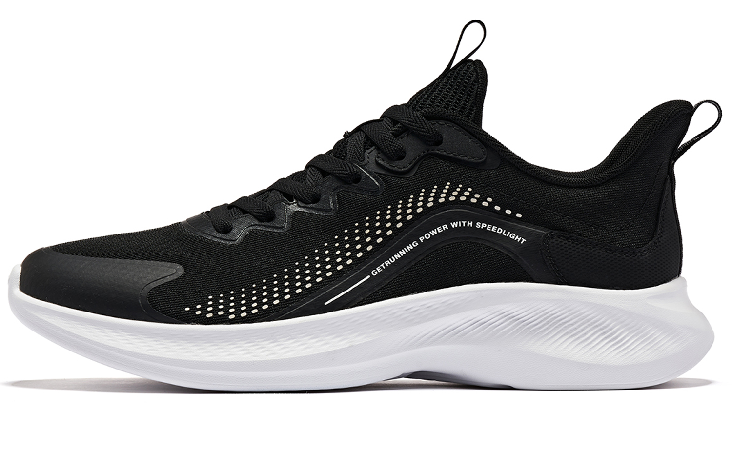 QIAODAN Cushioning Slip Resistant Abrasion Resistant Low top Running Shoes Men’s Black White