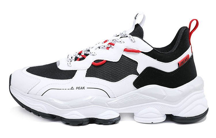 PEAK Fashion Mesh Cushioning Breathable Slip Resistant Low top Running Shoes Men’s White Black