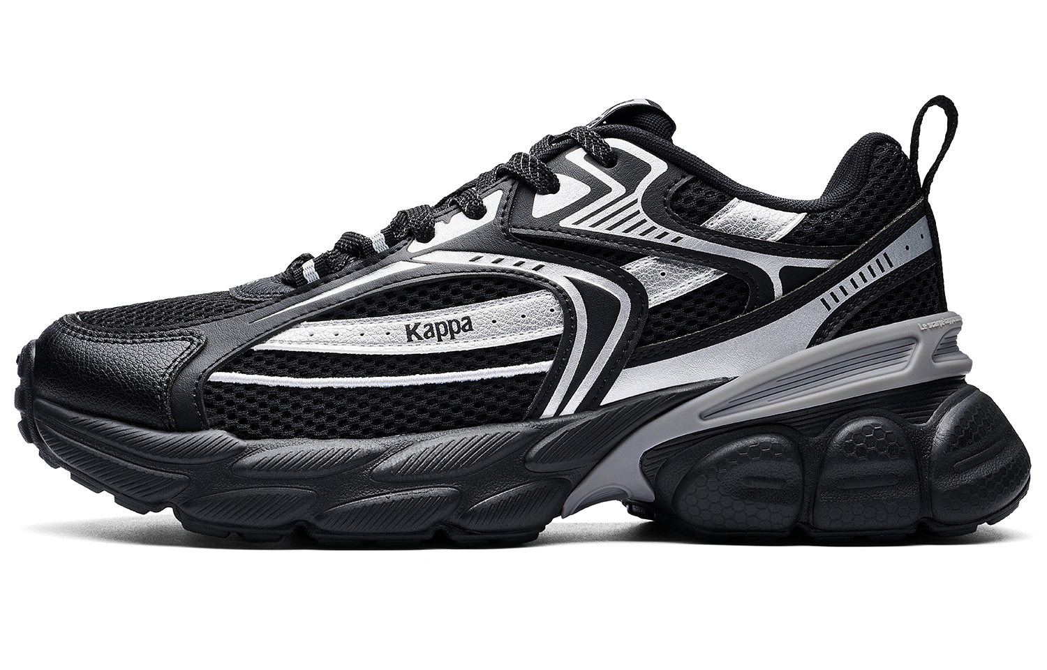Kappa Slip Resistant Abrasion Resistant Low top Running Shoes Unisex Black Silver