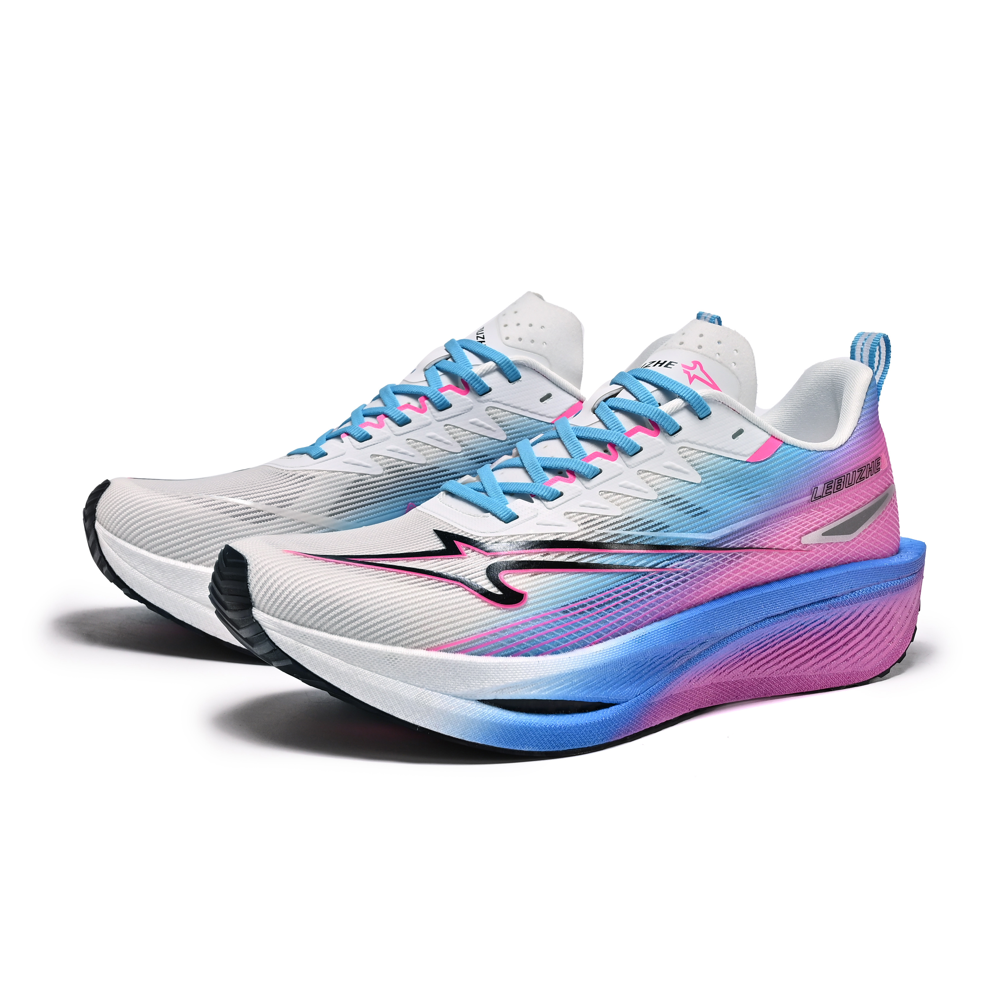 LEBUZHE Low top Running Shoes Men’s Sea Blue Cherry Blossom Pink