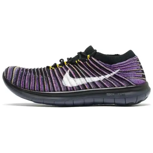 Nike Free Run Motion Flyknit Black Vivid Purple Women's