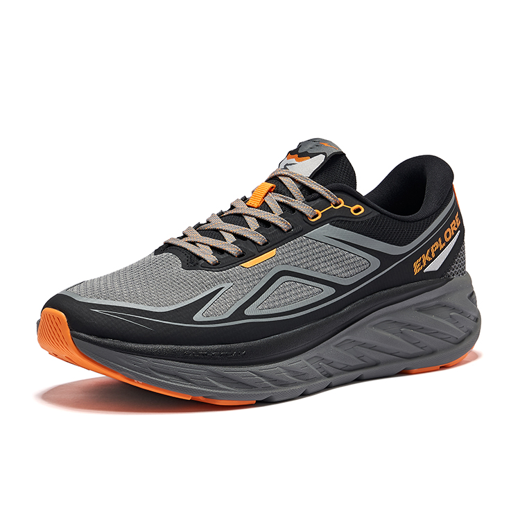 Erke Lightweight Rebound Lightweight Rebound Low top Qidan Technology Running Shoes Men’s Carbon Gray Black