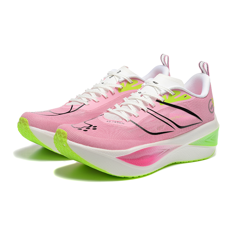 DUANGOU Mesh Low top Running Shoes Unisex White Green Cherry Blossom Pink
