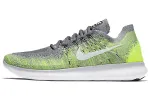 Nike Free RN Flyknit Fabric Cushioning Slip Resistant Breathable Lightweight Low top Running Shoes Men's Gray Green