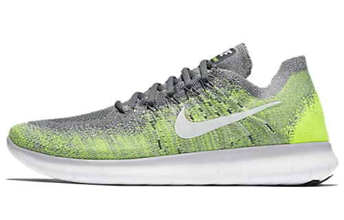 Nike Free RN Flyknit Fabric Cushioning Slip Resistant Breathable Lightweight Low top Running Shoes Men's Gray Green