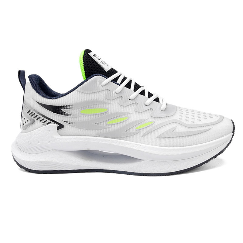 MEKY Slip Resistant, Abrasion Resistant, Breathable Low top Running Shoes Men’s White Gray Green