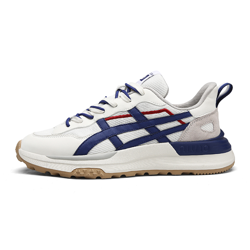 CEDAR HAN Comfortable and simple, mesh pigskin microfiber leather, shock-absorbing, non-slip, wear-resistant, breathable, sweat-absorbent, wrapping, lightweight, high-rebound, low-top urban running shoes, same style for men and women