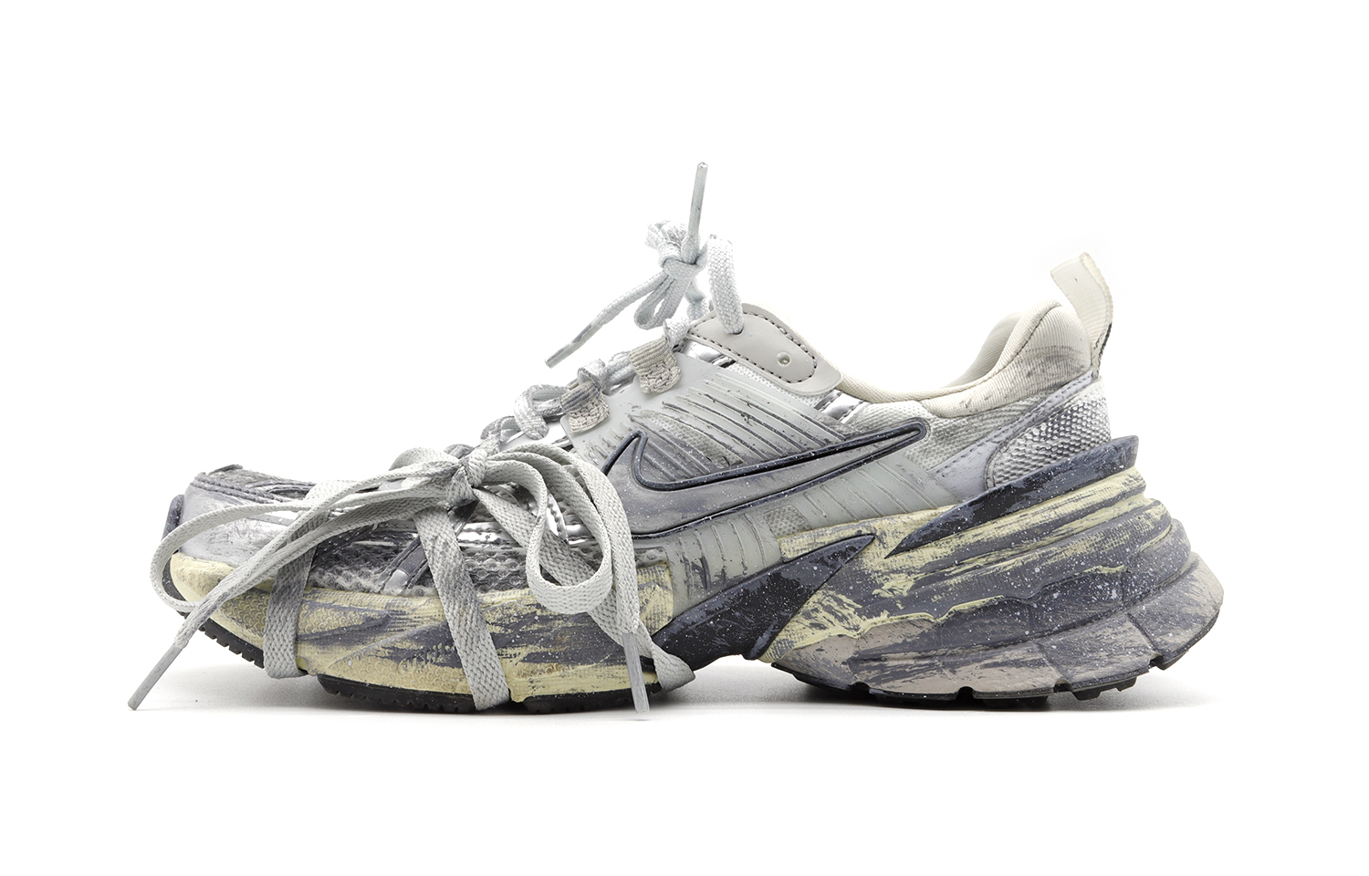 Nike V2K Run Slip Resistant Abrasion Resistant Slip Resistant Abrasion Resistant Low top Running Shoes Men's Gray White