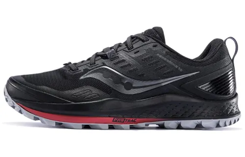 Saucony Mesh Cushioning Slip Resistant Abrasion Resistant Lightweight Low top Running Shoes Men's Black Red