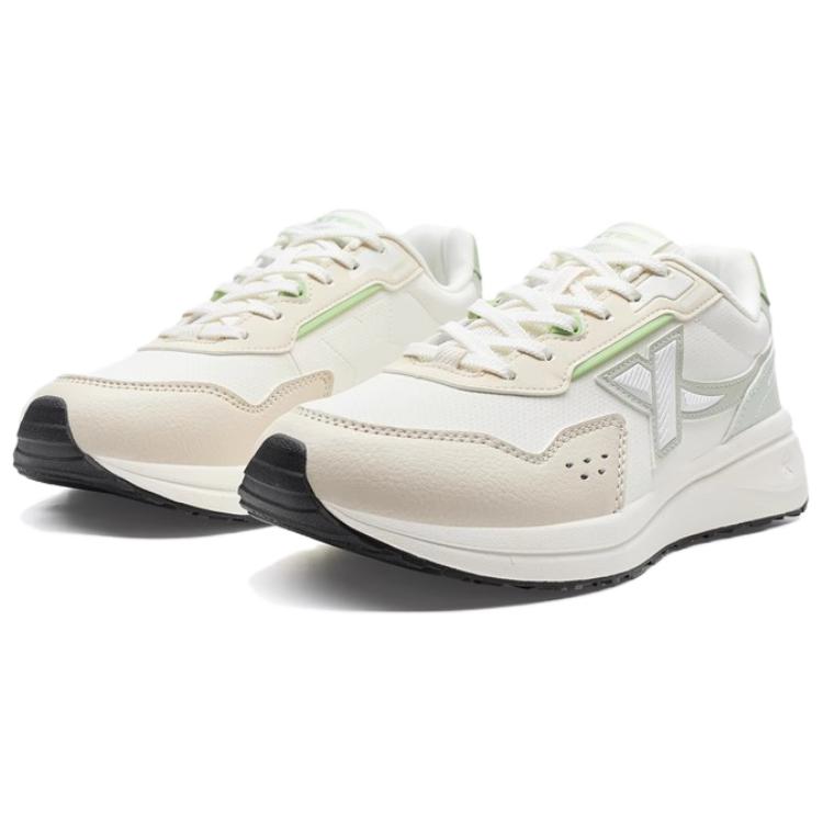 XTEP Slip Resistant Abrasion Resistant Low top Casual Running Shoes Women’s White Beige Green