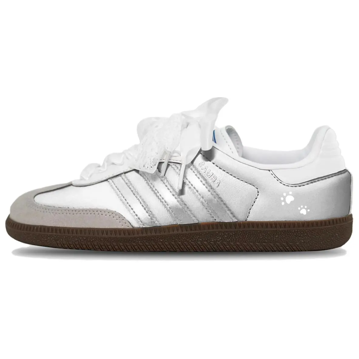Adidas Originals SAMBA OG Abrasion Resistant Low top Skateboard Shoes Women's Silver White