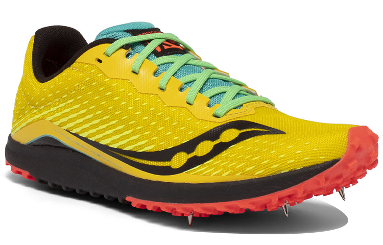 Saucony Mesh Cushioning Slip Resistant Lightweight Low top Running Shoes Women’s Yellow Black Long Stud