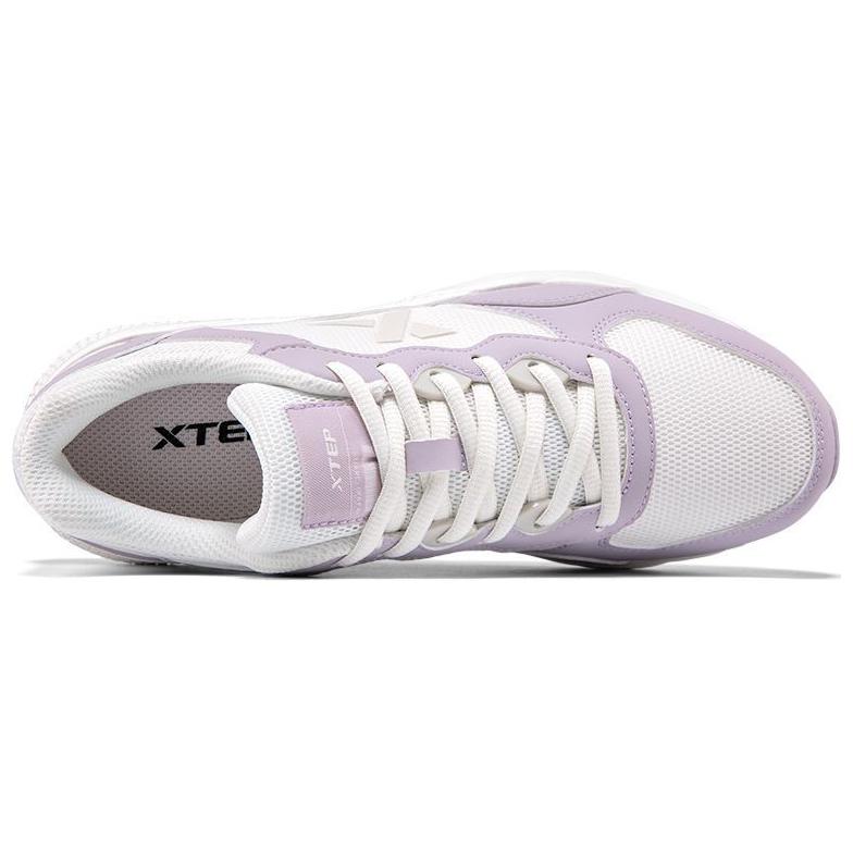 XTEP Mesh Cushioning Abrasion Resistant Breathable Lightweight Low top Sprint Running Shoes Women’s Purple White