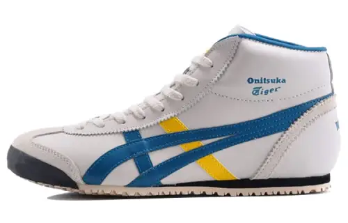 Onitsuka Tiger Mid Runner Cushioning Slip Resistant Abrasion Resistant Mid top Casual Shoes Unisex White Blue Yellow