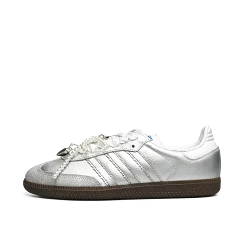 Adidas Originals SAMBA OG Moonlight Ballet Large Pearl Lightweight Breathable Low top Skateboard Shoes Unisex Silver