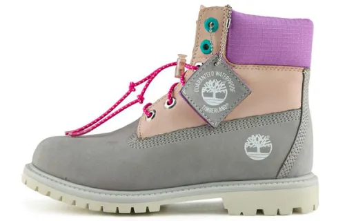 Timberland Valentines Day 6 Inch Premium Wide Fit Waterproof Boots 'Grey And Beige Nubuck With Purple Collar' Women's