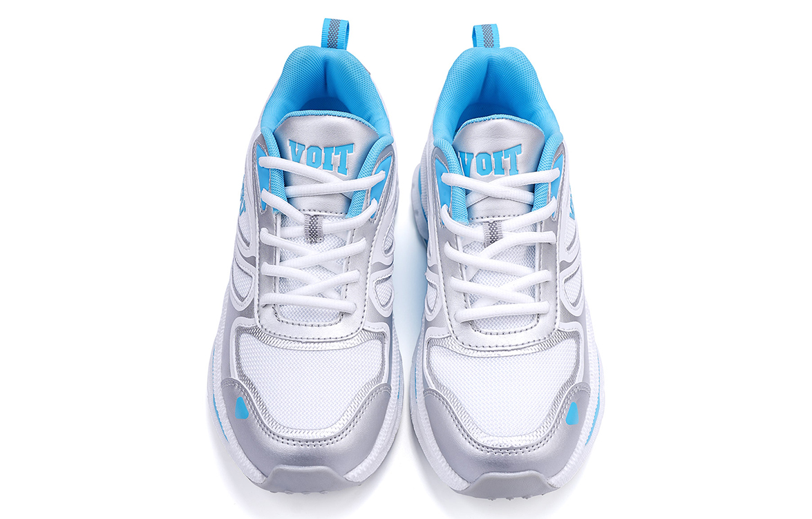 VOIT Cushioning Slip Resistant Coverage Low top Casual Sprint Running Shoes Unisex White Silver Blue