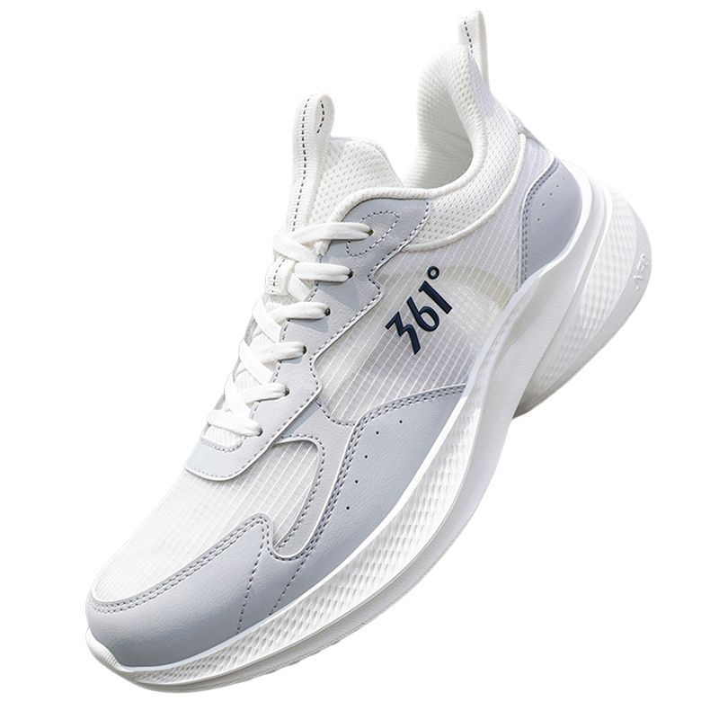 361° Slip Resistant, Abrasion Resistant, Breathable Low top Casual Running Shoes Men’s White Gray