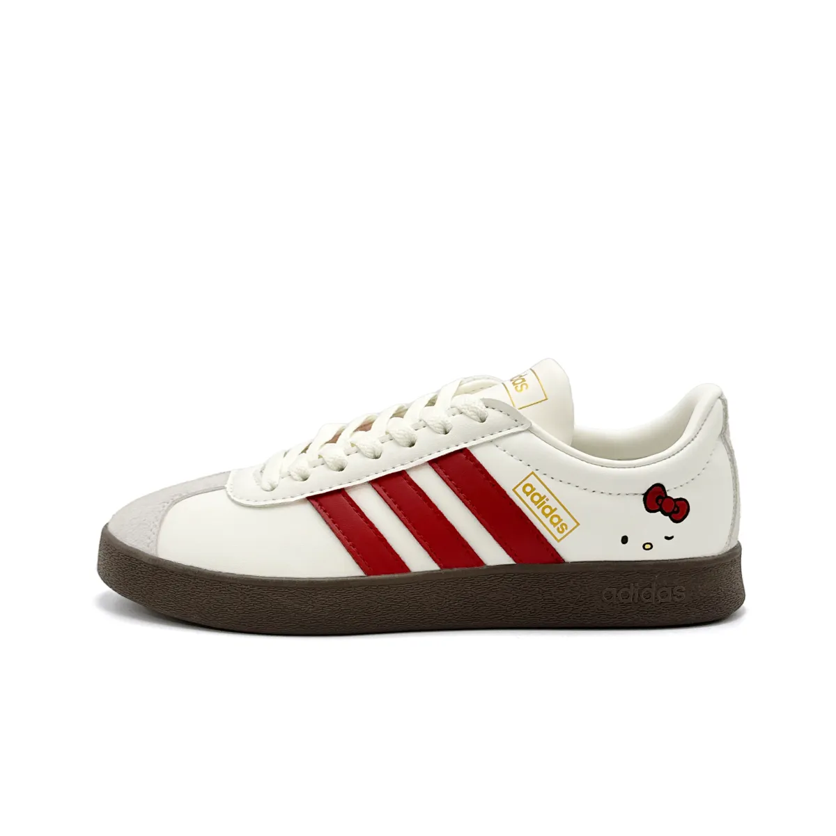 Adidas VL COURT 2.0 Classic Cat With Bowknot Abrasion Resistant Low top German Army Trainers Unisex White