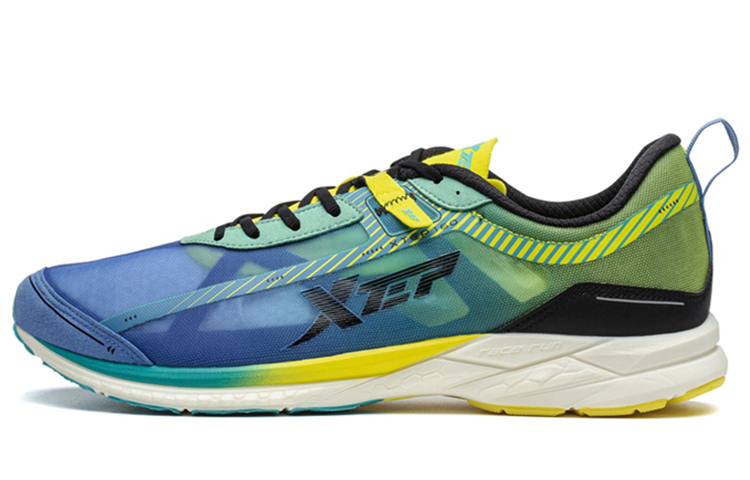 XTEP Cushioning Slip Resistant Abrasion Resistant Breathable Lightweight Low top Running Shoes Men's Blue Yellow