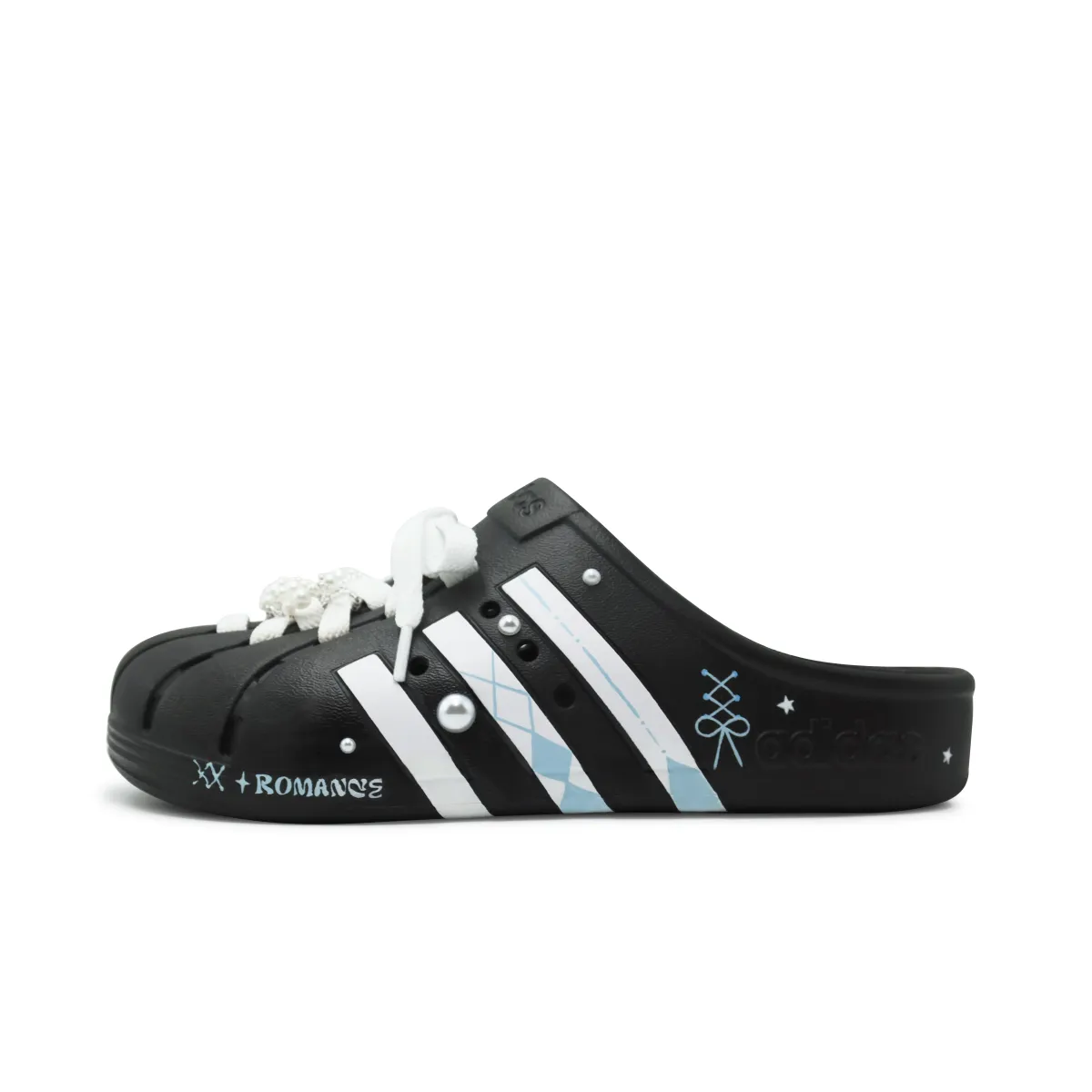 Adidas Closed Toe Slippers Unisex Black White Blue