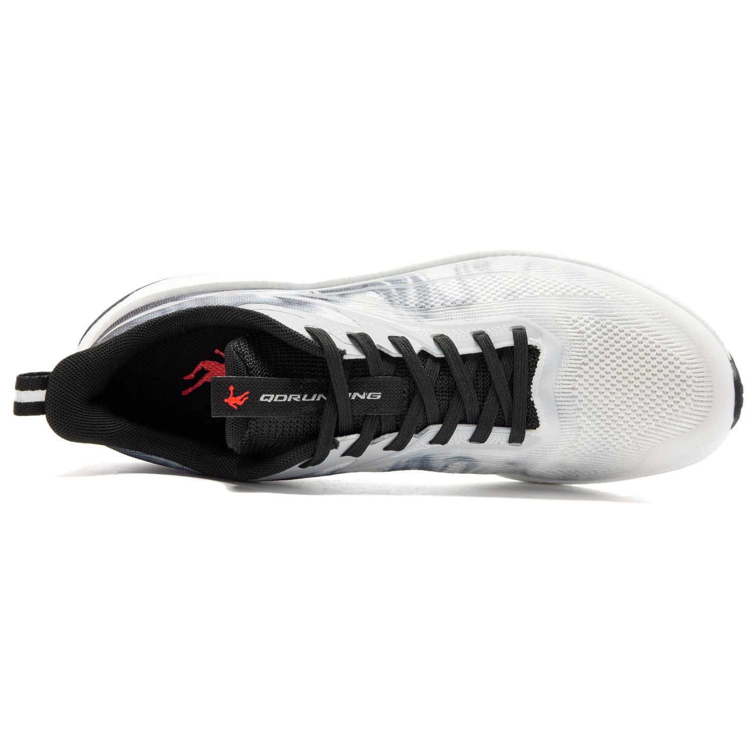 QIAODAN Soft Landing Running Shoes Men’s Low Top Snow Gray, Black