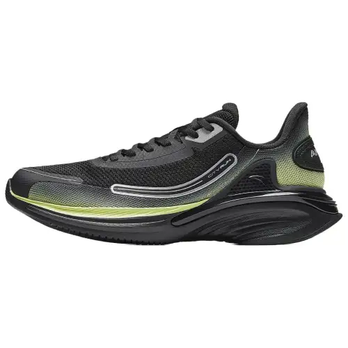 Anta City Cushioning Lightweight Low top Casual Running Shoes Men's Black Green Silver
