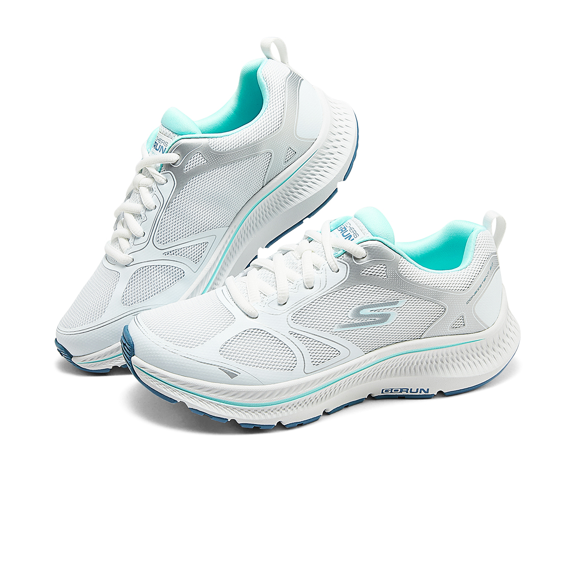 Skechers Go Run Consistent 2.0 Breathable Coverage Support Low top Running Shoes Women’s White Blue