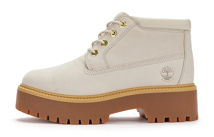 Timberland Stone Street Mid Lace Up Waterproof Boots 'White Nubuck' Women's