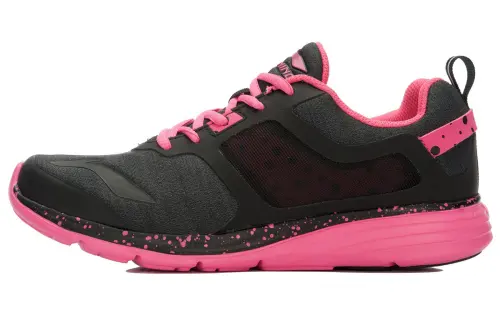 LiNing Slip Resistant Cushioning Abrasion Resistant Breathable Low Top Running Shoes Women's Black Pink Red