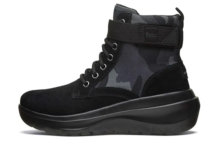 Skechers Skyhigh Ultra Comfortable Short Combat Boots Women's Black Gray
