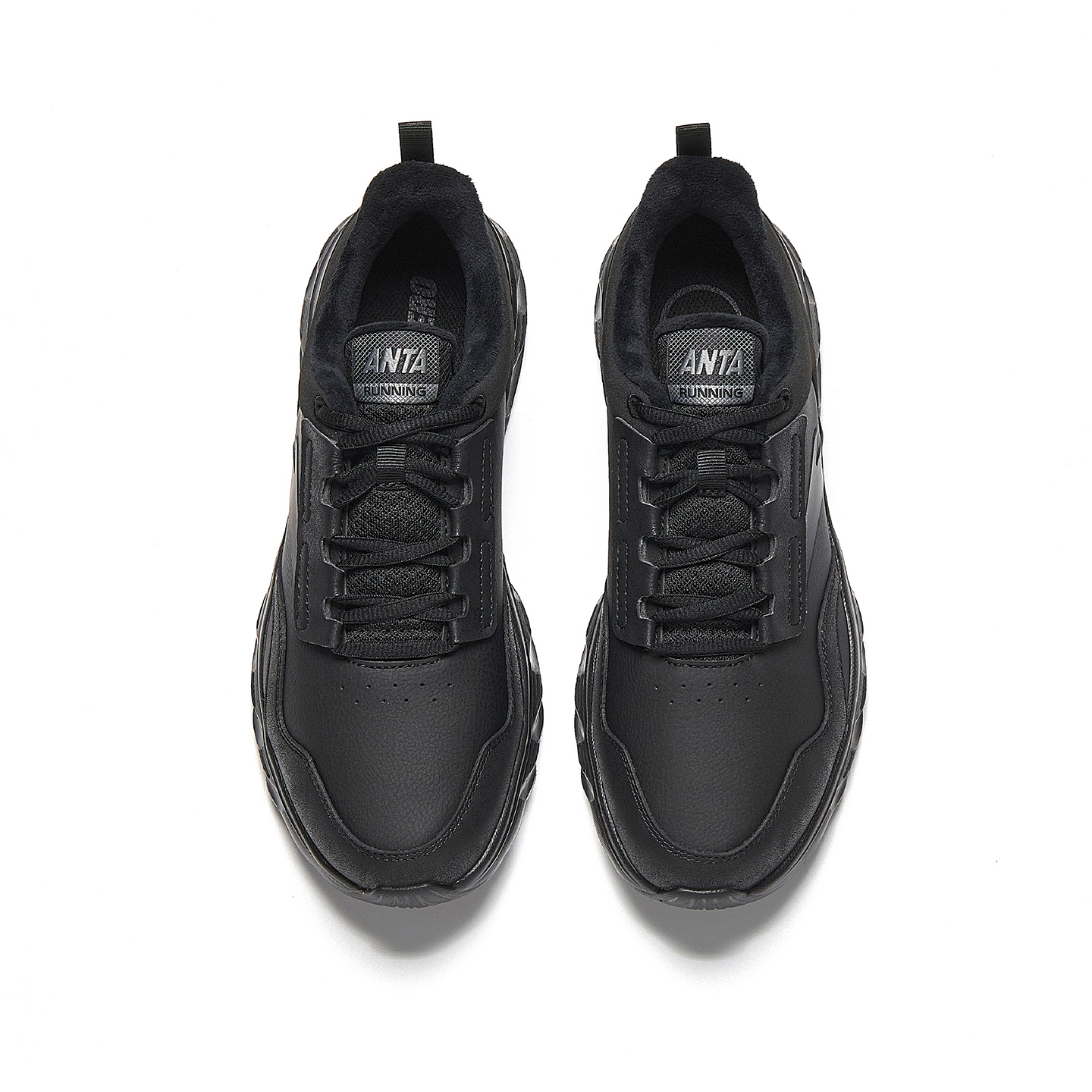 Anta Basic Running, Leather Upper, Fleece Lined, Lightweight, Soft Sole, Cushioning, Versatile Casual Running Shoes