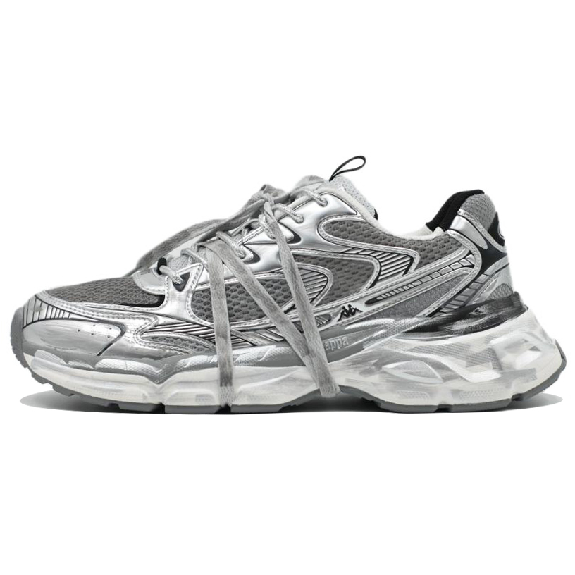 Kappa Slip Resistant Abrasion Resistant Low top Casual Running Shoes Unisex Silver Gray